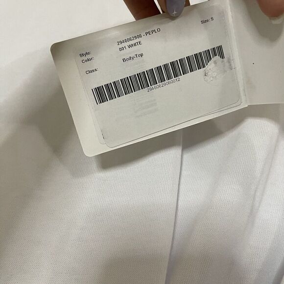 NEW! SPORTMAX PEPLO WHITE CORSET LACEUP CREW NECK TSHIRT SIZE SMALL $310 - Picture 7 of 11